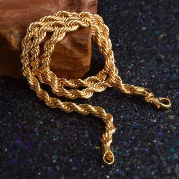 20”NEW GOLD CUBAN TWISTED CHOKER NECKLACE, NICE NECKLACE, CUTE NECKLACE - Picture 7 of 9